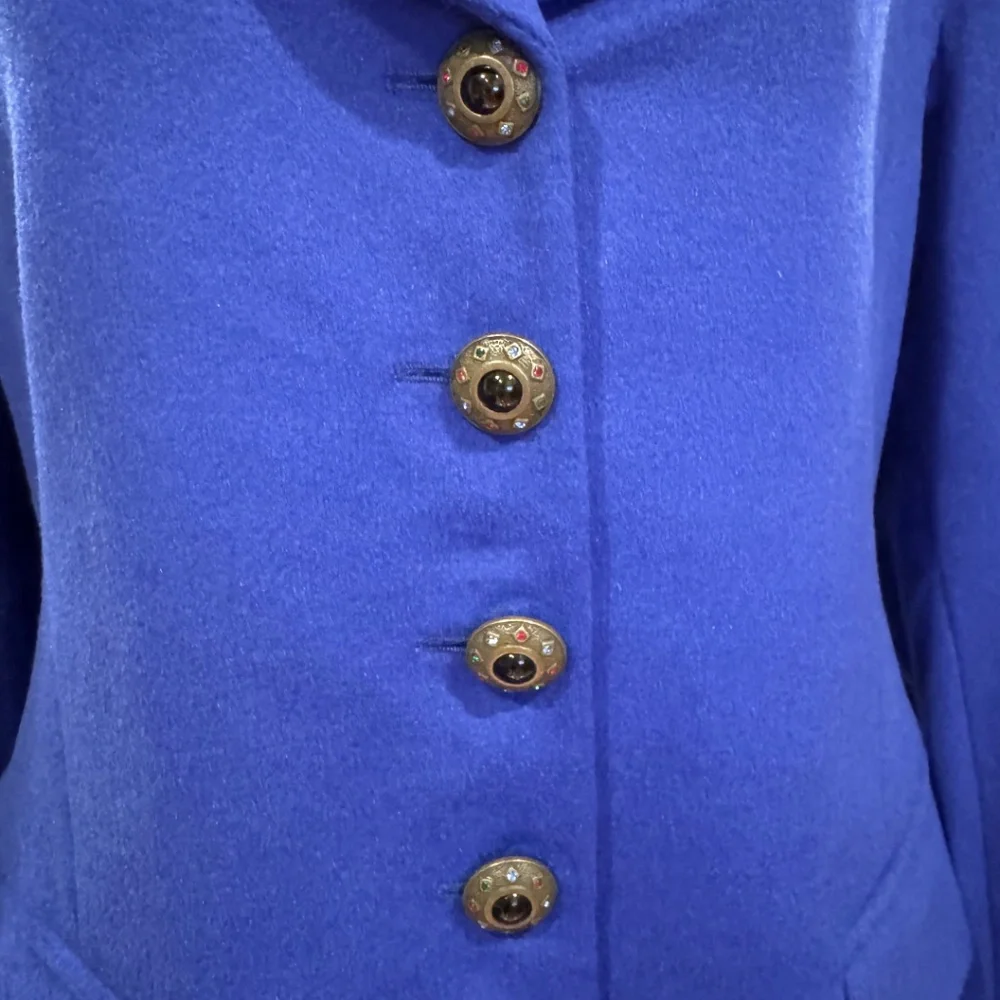 ESCADA Royal blue wool angora cashgora blazer jeweled buttons size 38 / US 8